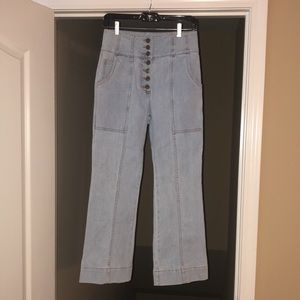 Ulla Johnson High-Rise Wide Leg Light Wash Ellis Jeans, Size 6.